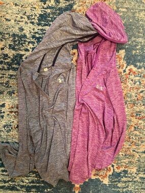 Under Armour Pink and Blue Long Sleeve Hooded Tees - Pair